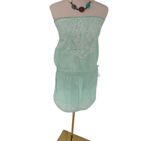 Cynthia Rowley Sz M Sequin Tie Waist Strapless Tube Dress Swim Cover Up Beachy - Picture 8 of 16